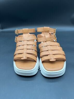 Torrid Gladiator TAN Chunky Faux Leather Platform Sandals Womens Sz 7.5WW